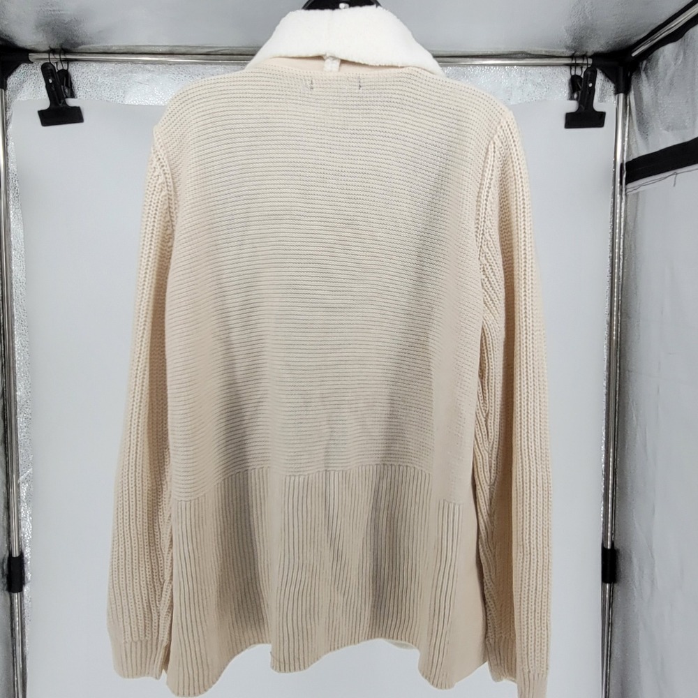 Sienna Women 2X Faux Suede Shearling Mixed Media Open Cardigan Jacket Beige boho - Picture 5 of 10